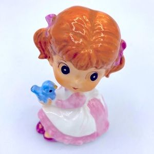 Vintage Little Girl Figurine With Small Blue Bird By Britton Bone China
